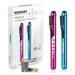 Penlight RISEMART Nurse Diagnostic Reusable LED Pen and Light with Pupil Gauge Measurements for Nursing Students Doctors with Pocket Clip Included 4 * AAA Batteries(Red and Blue)