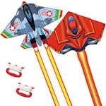 Large Kites for Kids and Adults, Kids Kites for 4-8 Years, Easy to Fly, Outdoor Beach Toys for Birthday Gifts for Boys and Girls over 3 4 5 6 7 8 Years old - Airplane Kites 2 packs