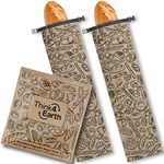 THINK4EARTH® - 2 Packs Baguette Bags, Baguette Bags for Homemade Bread Loaf, Freezer Bread Storage Bag, Bread Container, Reusable Food Storage Bag, Large Baguette Bags for Homemade Bread Double Lining