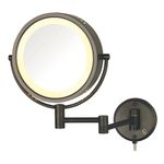 Jerdon HL75BZ 8.5-Inch Lighted Wall Mount Makeup Mirror with 8x Magnification, Bronze Finish