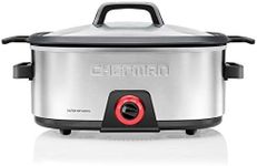 Chefman 6-Quart Slow Cooker, Electric Countertop Cooking, Stovetop & Oven-Safe Removable Insert for Browning & Sautéing, Family-Size Soups & Stews, Nonstick & Dishwasher-Safe Interior,Stainless Steel