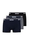 BOSS Mens 3 Pack Power Boxer Shorts AOP/Navy/Navy XL