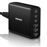 Rocoren USB C Charger 100W, 6 Port USB Charger Block, Wall Desktop Charging Station with 3 USB C and 3 USB A Multi Port, Fast USBC Chargeur Power Adapter for MacBook, iPhone, Galaxy, Pad, Pixel