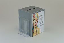 Pos Display Shop Grey Acrylic Comment Box Collection Box Ballot Box Feedback Box Suggestion Box with Leaflet Holder + A5 Portrait Poster Holder PDS9470 (Grey)