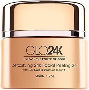 GLO24K Facial Peeling Gel with 24k Gold and Potent Vitamins. For optimal Exfoliation, Peeling, and Microdermabrasion. Restore and Revive your Skin!