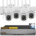 (Auto-Vidoe Tracking & 2-Way Audio) WiFi PTZ Outdoor Security Camera System Pan 5MP Wireless Cameras System 10 Channel NVR Video Surveillance DVR Set