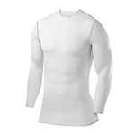 PowerLayer Boys' Compression Base Layer Top Long Sleeve Under Shirt - White (Boys), 10-12 Years (Boys Large)