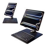 Doohoeek Wireless Keyboard for Tablet with 360° Rotation Adjustable Stand, Dual Bluetooth Keyboard Compatibel with iPad OS, Android Tablets and Windows, Black