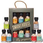 Smokehouse by Thoughtfully, BBQ Seasoning Collection, 6 Pack, Flavours Include Southwest BBQ Rub, Chilli Salt, Cajun BBQ Rub, Mexican BBQ Rub, Garlic Chilli Spice and Caribbean BBQ Rub, 25 mL Each