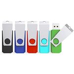 64 GB USB 2.0 Stick 5 Pack, KOOTION Bulk USB 2.0 Flash Drive Swivel 64 GB Memory Stick Pen Drive Thumb Drive Jump Drive Computer Data Storage (64 GB 5 Pack Colorful)