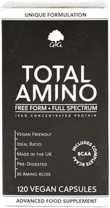 Total Amino - Full Spectrum - All 20 Amino Acids - EAA, BCAA - Free Form - 120 Vegan Capsules - Made in the UK by G&G Vitamins