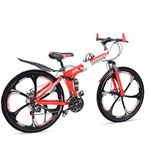 Sunspeed Bicycle - Premium 21-Speed Mountain Bike with Dual Disc Brakes, Hydraulic Suspension, Carbon Steel Frame, and Alloy Rims | Ideal for Adventurous Rides, City Commutes, and Teenagers | Red