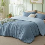 Bedsure California King Comforter Set, Reversible Blue Soft Prewashed Bed Comforter for All Seasons, 3 Pieces Warm Bedding Sets, 1 Lightweight Comforter (104"x96") and 2 Pillowcases (20"x36")