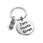 CENWA Owl Gift Owl Lover Gift Owl Pun Zero Hoots Given Owl Charm Keychain Funny Gift For Friends Nature Lover (Zero Hoots-Given K)