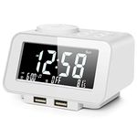 USCCE Digital Alarm Clock Radio - 0-100% Dimmer, Dual Alarm with Weekday/Weekend Mode, 6 Sounds Adjustable Volume, FM Radio w/Sleep Timer, 2 USB Charging Ports, Thermometer, Battery Backup (White)