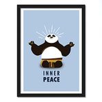 Good Hope Glass Panda Animals Printed Framed Poster (Multicolour, 10x13inch) Home wall Decoration Bedroom Living Gift Painting sticker wallpaper Boys Hostel