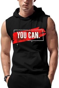 Babioboa Men's Bodybuilding Breathable Hooded Tank Tops Lightweight Basketball Running Sleeveless Hoodies