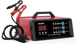 NOONE 2/6/10A Car Battery Charger, 6V and 12V Smart Fully Automatic Battery Charger Maintainer, Trickle Charger, Battery Desulfator for Car, Lawn Mower, Motorcycle, Boat, Marine Lead Acid Batteries