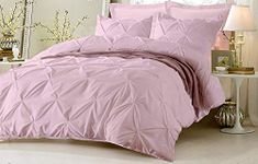 Kanak Bedding 3 Piece Bedding Duvet Cover Set Luxurious Pinch Pleated Duvet Cover with Zipper Closure,Egyption Cotton Pintuck Duvet Cover Set,King/Cal King(Pink)