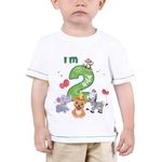 WAWSAM Baby Boy 2nd Birthday T-Shirt - I’m Two Wild 2 Jungle Animals Birthday Top Tee Two Years Old Jungle Birthday Party 100% Cotton Printed Short Sleeve T Shirt Gift White