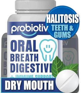 Probiotiv Oral Probiotics for Mouth Bad Breath 5 Billion CFU – Chewable Dental Probiotic for Teeth and Gums & Fresh Breath, Combats Dry Mouth, Halitosis & Supports Gut Health (30 Count (Pack of 1))