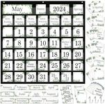 QOUBAI 120Pcs Classroom Calendar Pocket Chart Eucalyptus Calendar Bulletin Board Set Classroom Decoration Greenery Calendar Seasons Weather Chart for Classroom Decoration Back to School Supplies