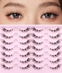 Lashes Natural Look False Eyelashes Wispy Cluster Lashes Manga Eyelash Extensions Strip Clear Band Lashes Cat Eye Korean Short Anime Fake Lashes Pack by Kiromiro