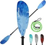 WONITAGO Angler Kayak Paddles Carbon Fiber Shaft and Plastic Blade, Floating Adjustable Fihsing Kayak Oars with Paddle Leash, 230-250cm/90-98 inch, Blue