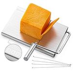 TABELTON Cheese Slicer with Wire for Block Cheese - Heavy Duty Adjustable Cheese Cutter Board with 4 Replacement Wires - Stainless Steel Precise Scale for Clear Cuts