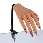 Silicone Practice Hand for Acrylic Nails, Mannequin Hands for Nails Practice with Adjustable Bracket, Life Size Fake Hand for DIY Nails/Nail Art Beginners/Nail Salon Artists