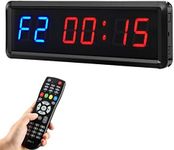 Ledbrigym Gym Timer Clock Digital Interval Tabata Workouts Fitness Wall Small with Remote Home Garage Office Jujitsu School Referee Studio Church Service (Two Blue+Four Red 1.5")