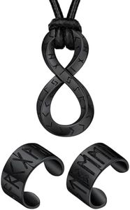 FaithHeart Black Viking Runes Necklace & Cuff Earrings