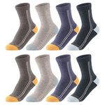 SUNBVE 8 Pack Big Kids Boys Cotton Athletic Crew Socks