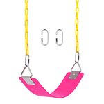 Swing Set, AGPtEK Swing Seat 250lb with Anti-Rust Chains 167.6 CM Thermoplastic Coated, Swing Seat Cushion Accessories Replacement with Snap Hooks for Outdoors, Playground, Jungle & Gym(Pink)