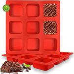 Walfos Silicone Brownie Pan 9-Cavity Non-stick Square Baking Pan, Perfect for Brownies, Cornbread, Muffin and Cakes, BPA Free and Dishwasher Safe, Set of 2