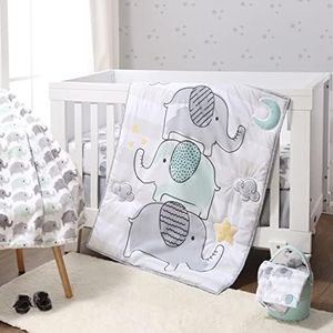 The Peanutshell Crib Bedding Set - 5 Pieces - Crib Comforter, Blanket, 2 Crib Sheets, Crib Skirt - Elephant Dreams