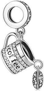 GNOCE Coffee Cup Pendant Charms 925 Sterling Silver Animal Fish Charms For Women Mother's Day Gifts Fits Bracelet/Necklace (color 10)