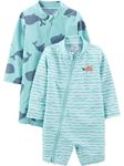 Simple Joys by Carter's Baby Boys' 2-Pack 1-Piece Zip Rashguards One Swimsuit, Turtle/Whale, 3-6 Months (Pack of 2)