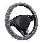 Universal Fluffy Car Steering Wheel Covers Winter Thermal Plush Steering Wheel Covers for Men Women Elastic Anti-Slip Fuzzy Steering Wheel Cover Grey