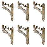 Ferio Double Curtain Rod Brackets/Support for 1 Inch Curtain Rod Holders Brass Antique Set of 2 Pic (Pack of 6)