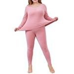 Thermal Underwear Set, Ladies Plus Size Thermal Top Bottom Women Winter Warm Long Sleeve T Shirt Long Johns for Ladies, Winter Warm Base Layer Tops & Leggings for Daily Wear,Pink,3XL