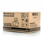 MoveEazy Cardboard Moving Boxes Pack of 5 Large Box Strong House Packing Storage Removal with Carry Handles 52cm x 30cm x 30cm (47 Litres)