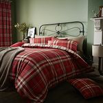 Catherine Lansfield Kelso Check Reversible Single Duvet Cover Set with Pillowcase Red