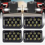 Brightness 60W 4x6 Inch LED Headlights with DRL for H4651 H4652 H4656 H4666 H6545 Freightliner Kenworth Peterbilt International Volvo Sterling Western Star Mack Truck