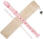 Soprano Recorder Descant Flauta Recorder 8 Hole ABS Clarinet German Style Treble flute C Key for Kids Children With Fingering Chart Instructions with Cleaning Rod Bag pink (Pink)