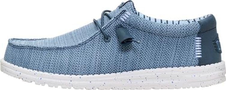 HEYDUDE Men’s Wally Stretch Sox Slip On Shoe, Dark Slate/Multi Size 10 | Lightweight Breathable Mesh Loafer | Sock Like Stretch Fit