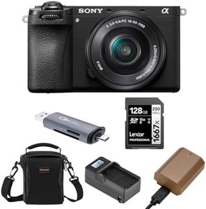 Sony Alpha a6700 Mirrorless Camera Body with E PZ 16-50mm f/3.5-5.6 OSS Lens Bundle with Multi-Device Shoulder Bag, 128GB SD Card, OTG Card Reader, Extra Battery, Smart Charger with LCD Screen