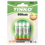 TINKO 4x AAA 600 mAh AAA 600 1.2v RECHARGEABLE NI-MH BATTERIES FOR CORDLESS PHONE/SOLAR LIGHTS