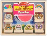 Melissa & Doug My First Wooden Stamp Set – Favorites (8 Stamps with Handles, 2 Washable Ink Pads)