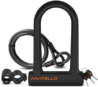 ANATELLO Bike U-Lock with Cable Anti-Theft Heavy Duty Bicycle U Lock Combination, 1.8m Cable, Security Bike Lock and mounting Bracket for Road Bike, Mountain Bike, e-Bike, Scooter, Stroller